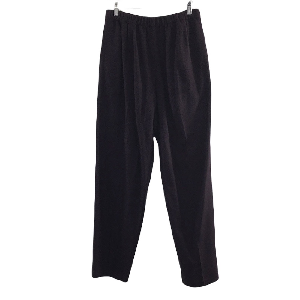 Eileen Fisher Purple Eggplant Heathered Knit Pants Womens Medium 100% Wool
